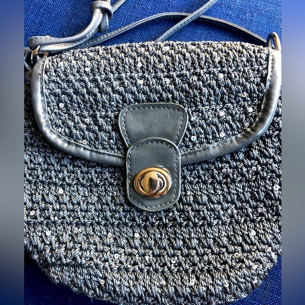 The Sak Originals Gray and Silver Crochet and Sequin Shoulder Bag